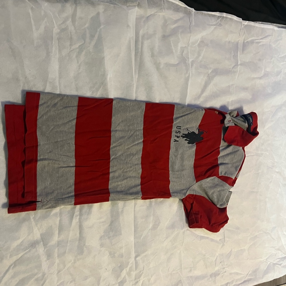 U.S. Polo Assn. Red and Gray Striped Boys' Polo